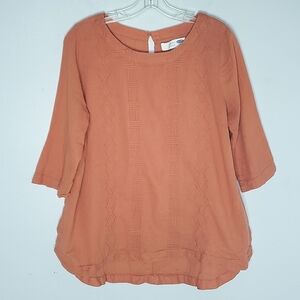 Old Navy Maternity Orange Gauze Cotton Embroidered Top M